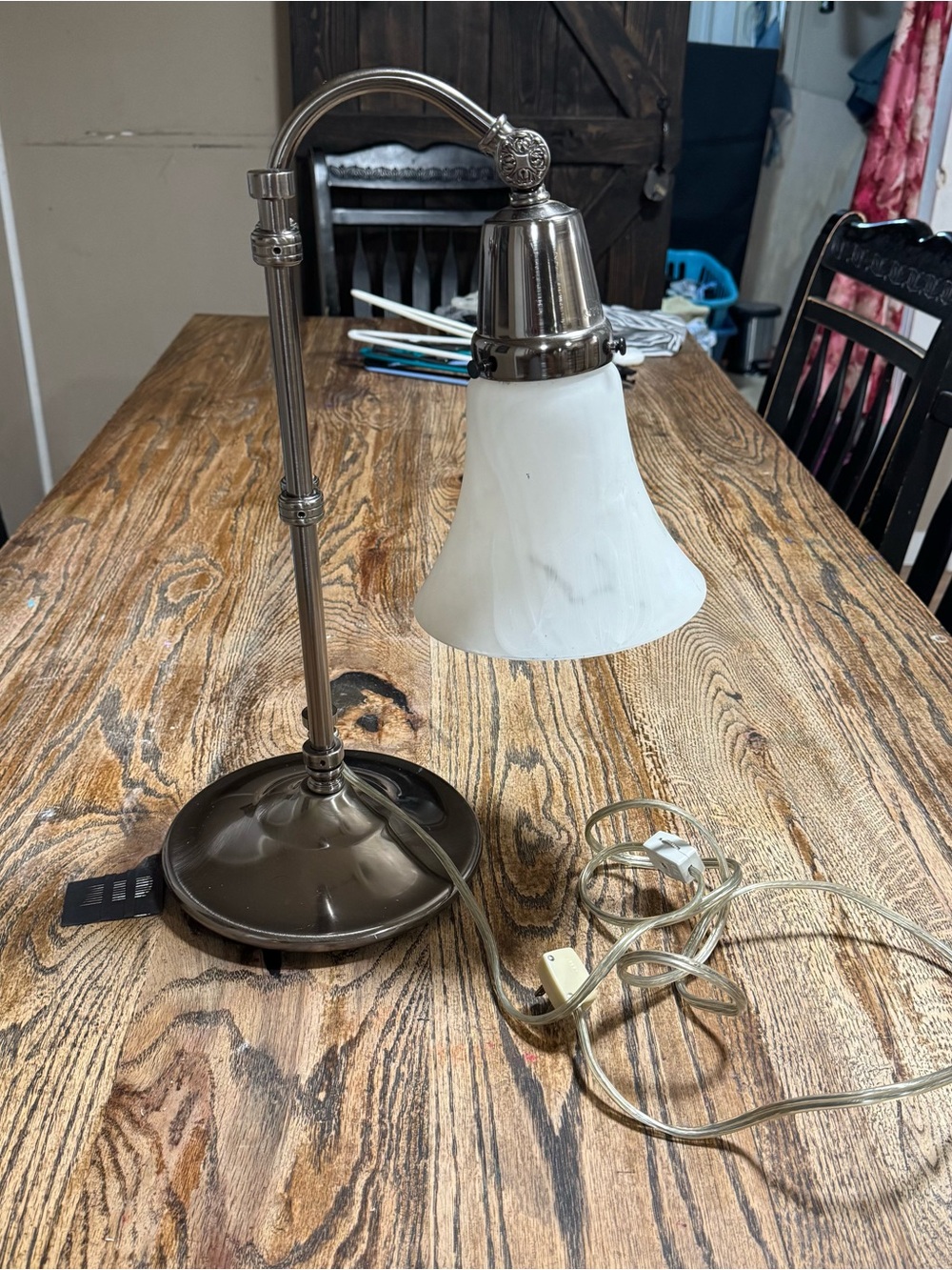 OTT-LITE Adjustable Metal Industrial Desk Lamp Brush Nickel Model 713Y22 Vintage